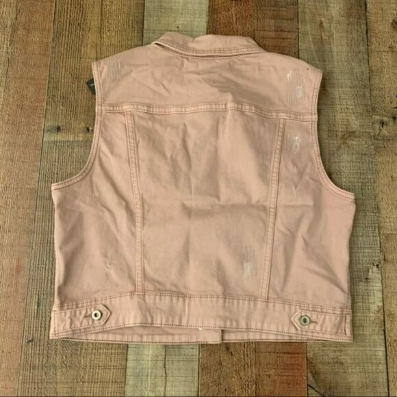 Charlie B collections distressed blush pink cropped denim vest with sequins - L - Picture 5 of 7